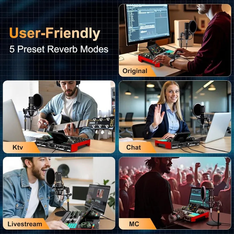 Podcast Microphone Bundle with Audio Mixer for Streaming