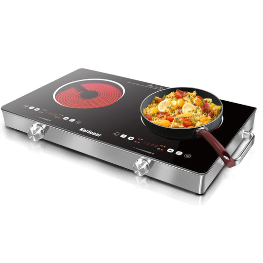 Karinear Dual Burner Ceramic Hob 3200W Safety Lock Compact