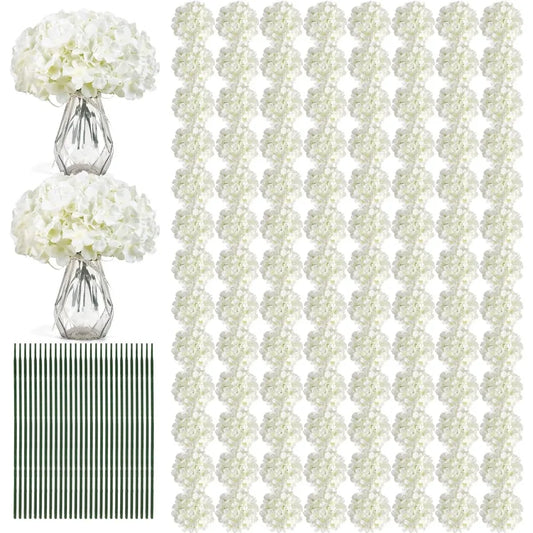 Ivory Silk Hydrangea Flowers 204Pcs With Stems For Weddings