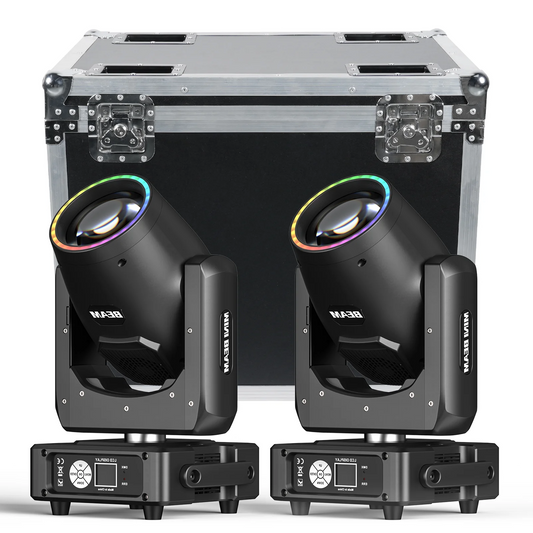 Yiflamefly 2Pcs 450W Moving Head Lights With Flightcase Set