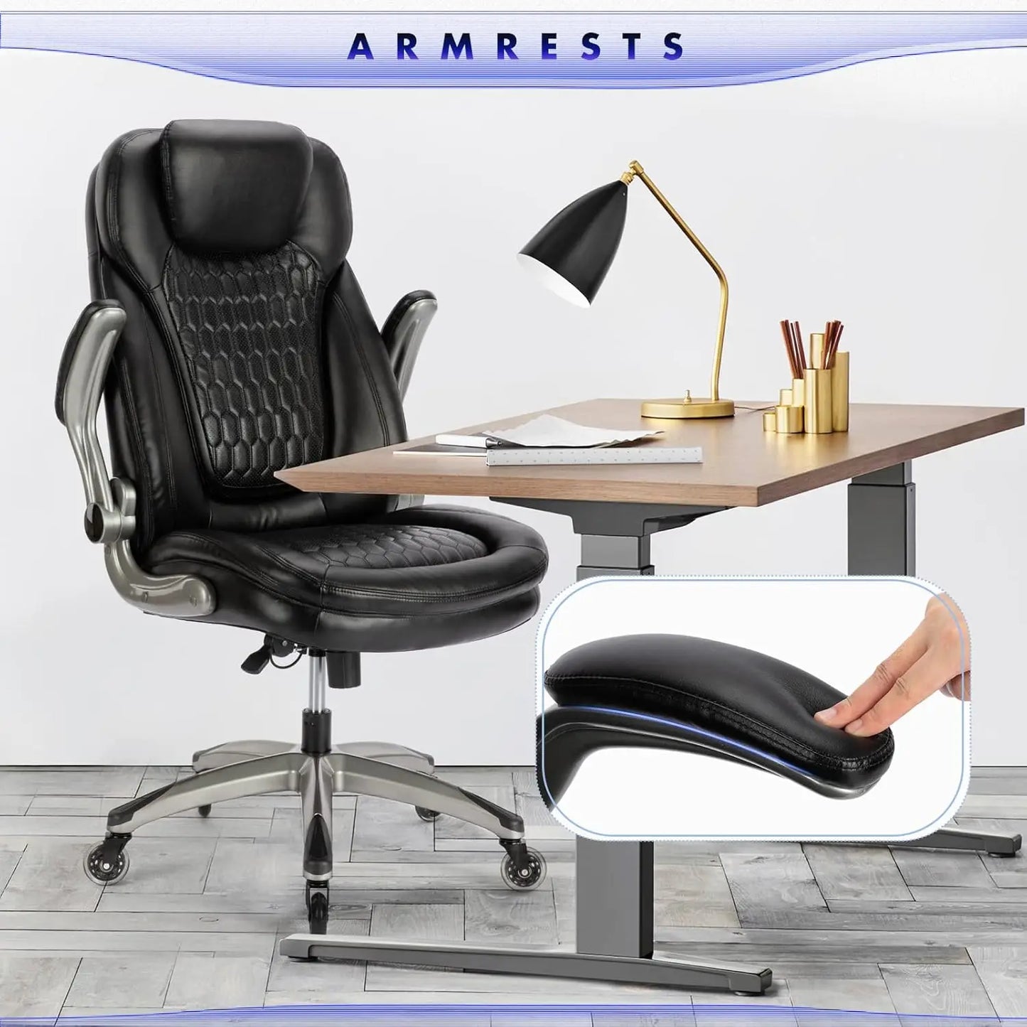 Ergonomic Computer Office Chair High Back Leather Swivel