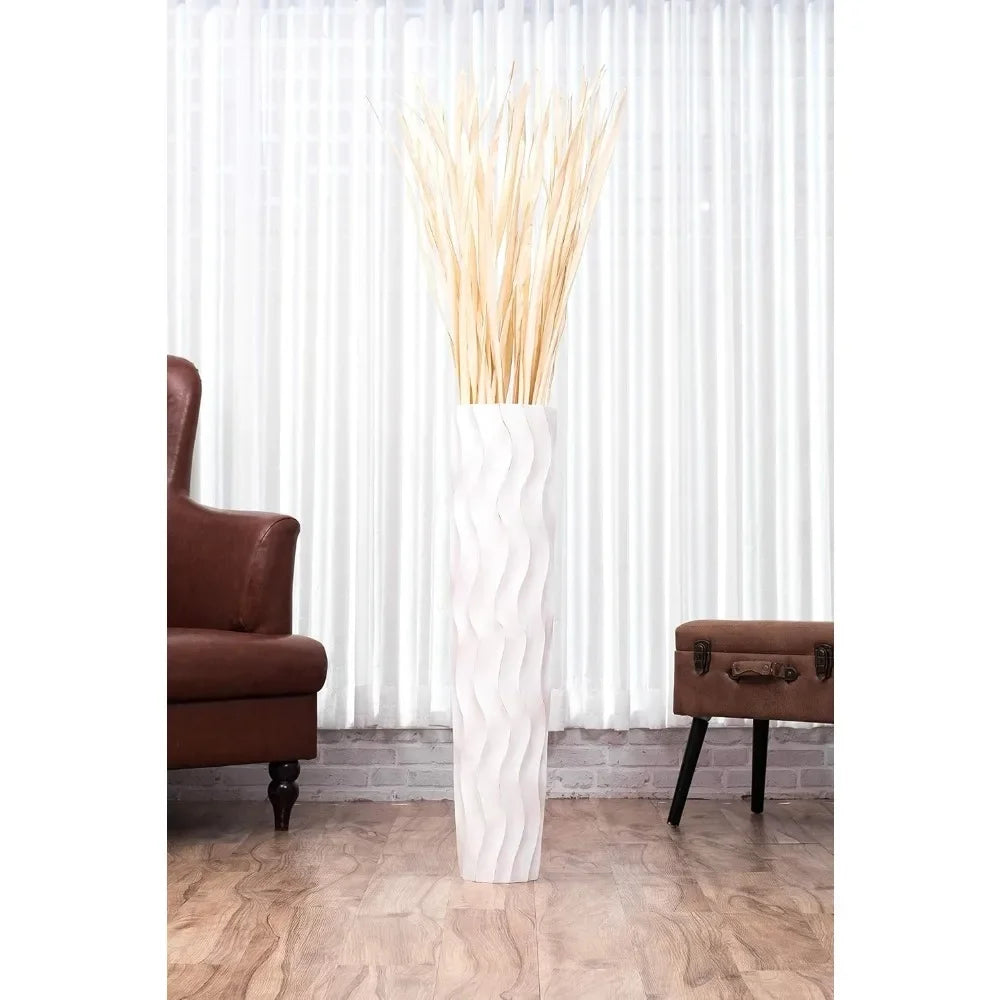 Rustic Mango Wood Floor Vase 34 Inch Tall Farmhouse Decor