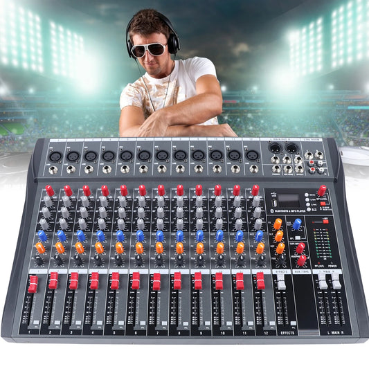 12 Channel Professional DJ Audio Mixer Console with USB