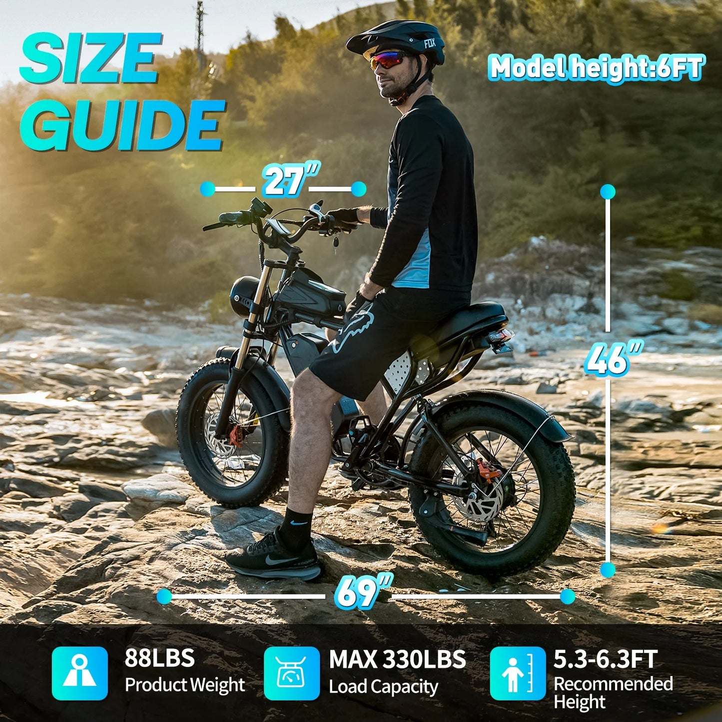 Ridstar Q20 1500W Fat Tire Electric Bike For Off Road Snow