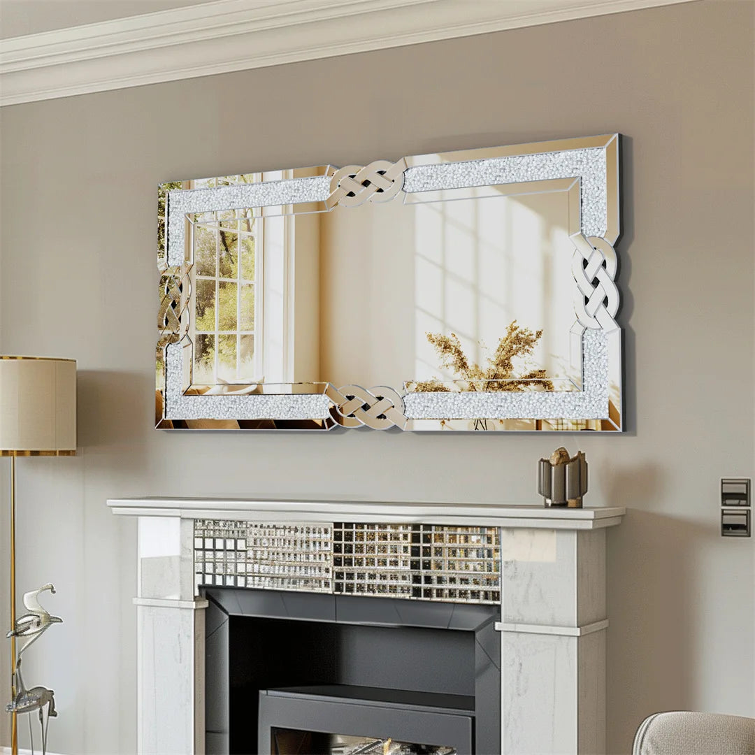 Luvodi Crush Diamond Full Body Wall Mirror Silver Frame