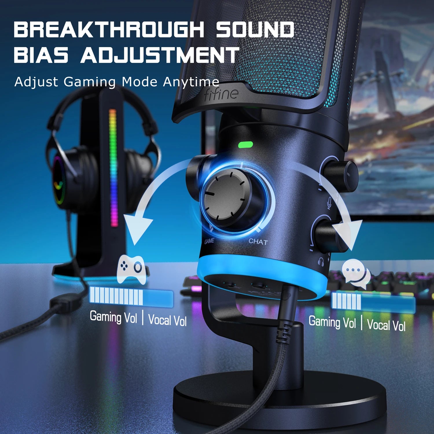 FIFINE USB Gaming Microphone with Noise Cancellation and RGB - Antland Marketplace