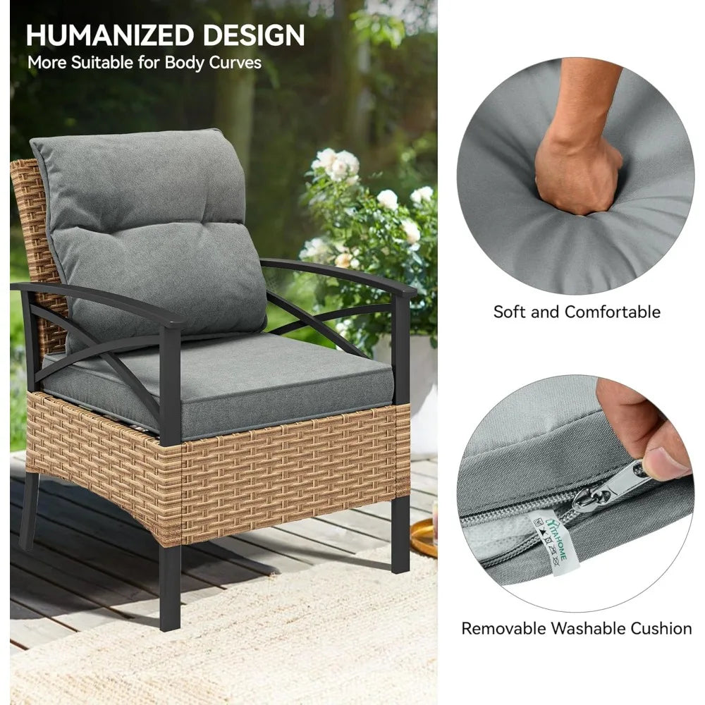 Outdoor Wicker Patio Conversation Set With Metal Table