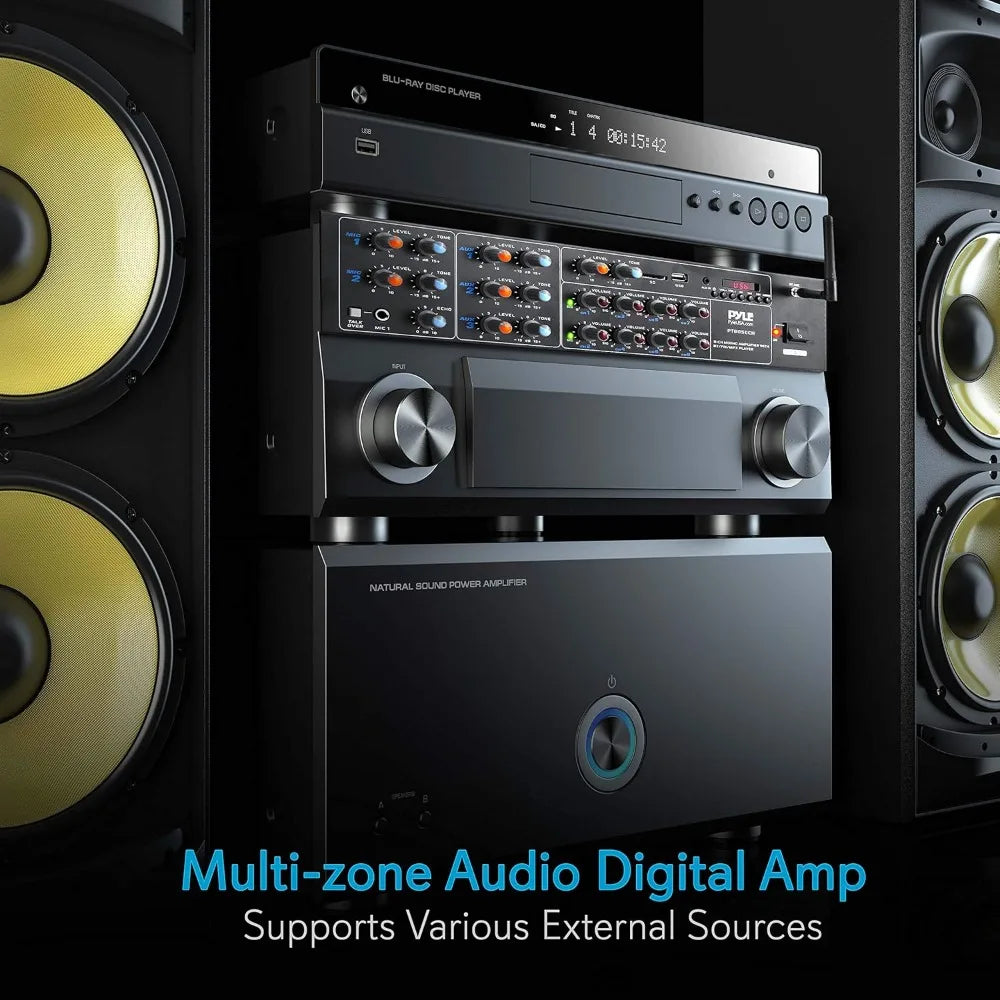 8 Channel 4000W Wireless Bluetooth Power Amplifier System