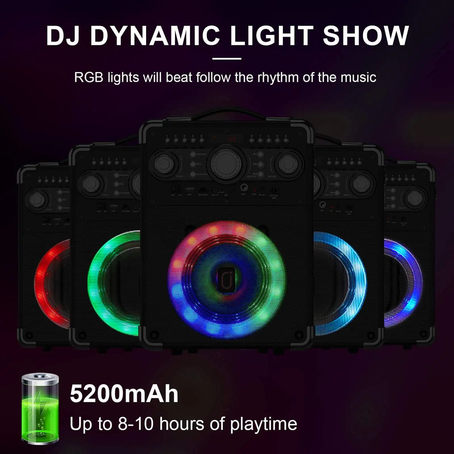 FanFun Karaoke Machine with DJ Disco Ball and 3 Mics