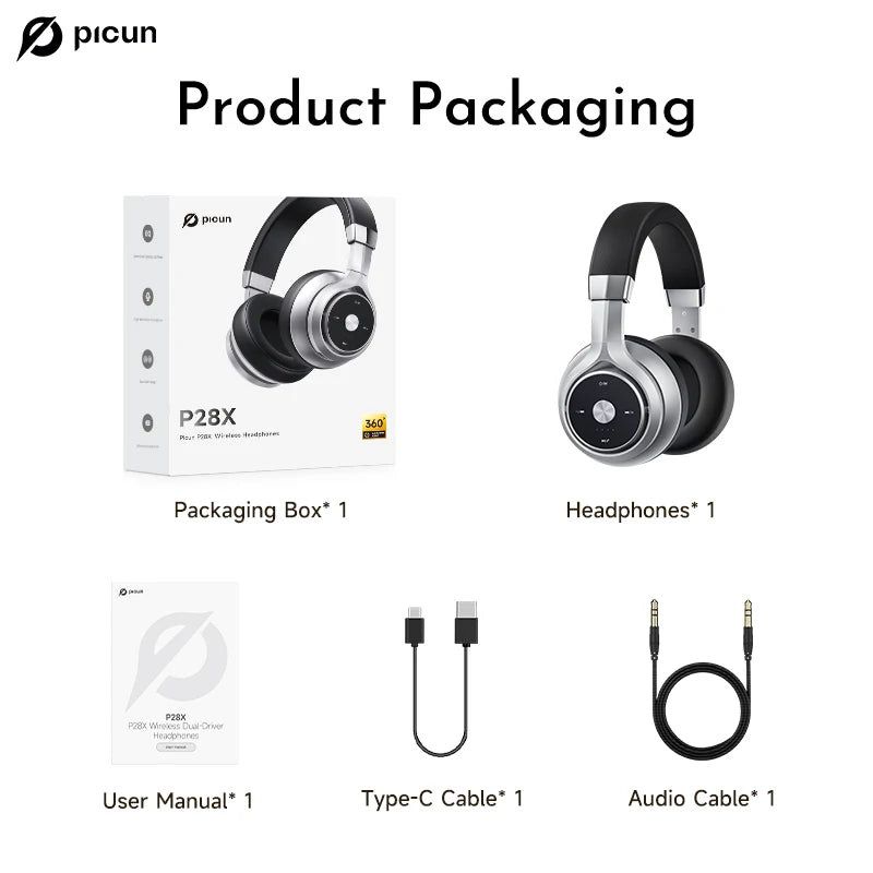 Picun P28X Wireless Headphones with Noise Reduction and Bass - Antland Marketplace