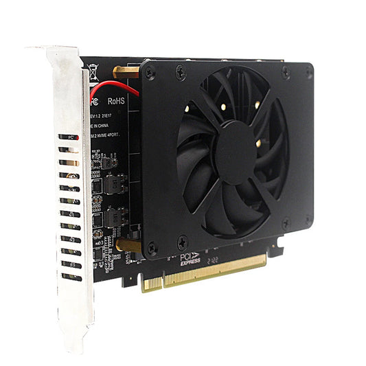 4 Disk PCIe Splitter Card With Heat Sink NVMe M2 SSD RAID