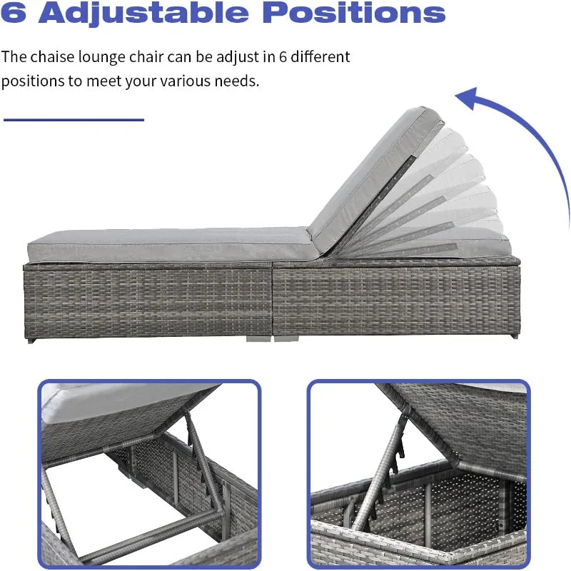 Hign-concerned 4 Piece Patio Chaise Lounge Set With Ottoman