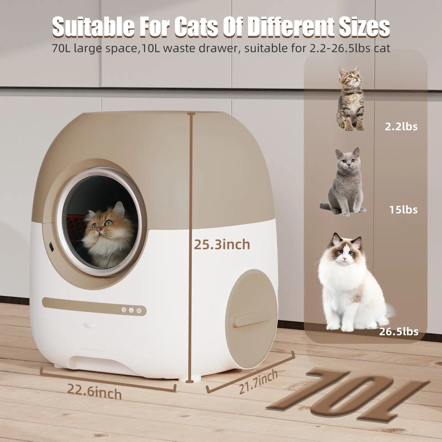 Automatic Cat Litter Box Robot With Self Cleaning WiFi App