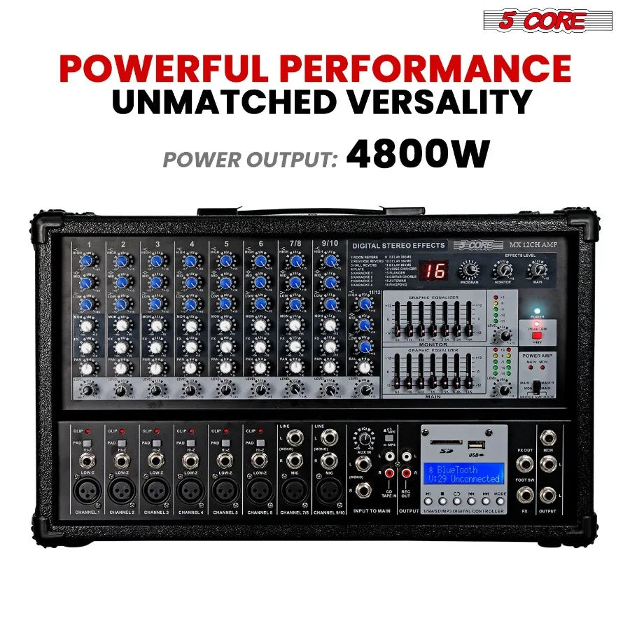 5Core 12 Channel Audio Mixer with Bluetooth and USB