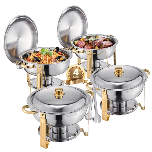 VEVOR 4 Pack Chafing Dish Buffet Set Stainless Steel Pans