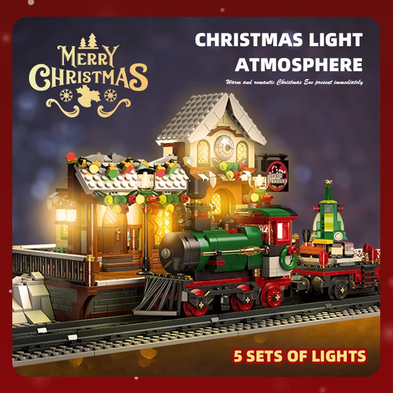 1362 Pieces Christmas Train Station Building Blocks Kit