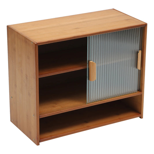 Bamboo Kitchen Pantry Sideboard Small Sliding Door Cabinet