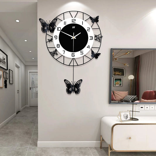 20 Inch Modern Round Butterfly Wall Clock for Home Decor - Antland Marketplace