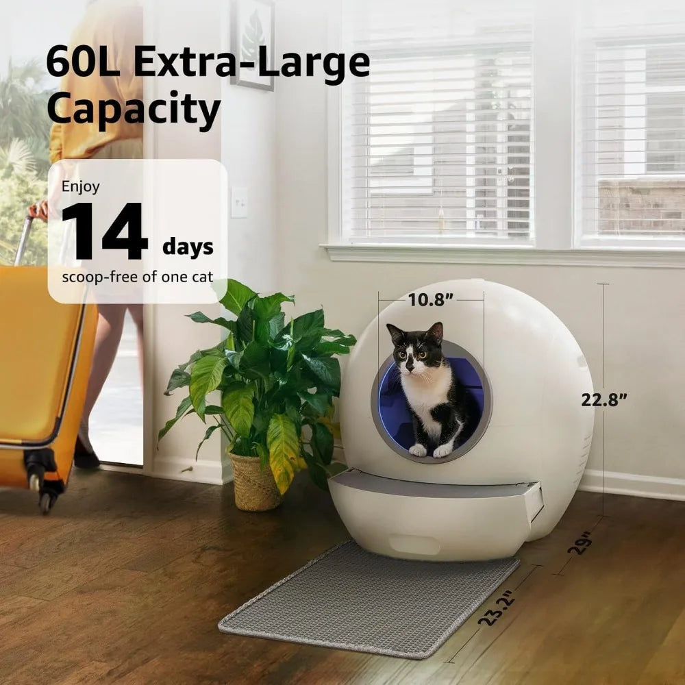 Extra Large 60L Automatic Self Cleaning Litter Box For Cats
