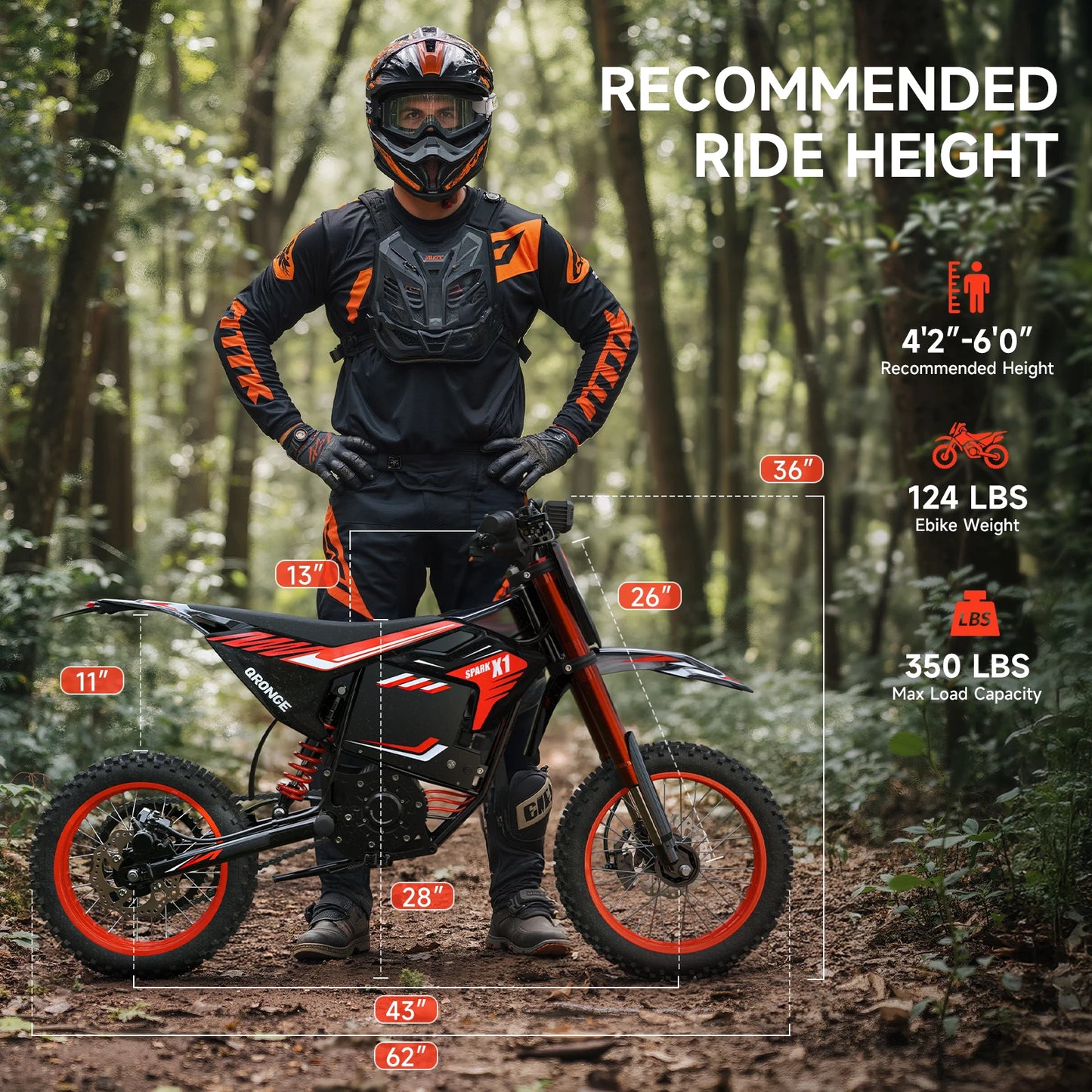QRONGE X1 Spark Electric Dirt Bike 60 Mile Range 4500W