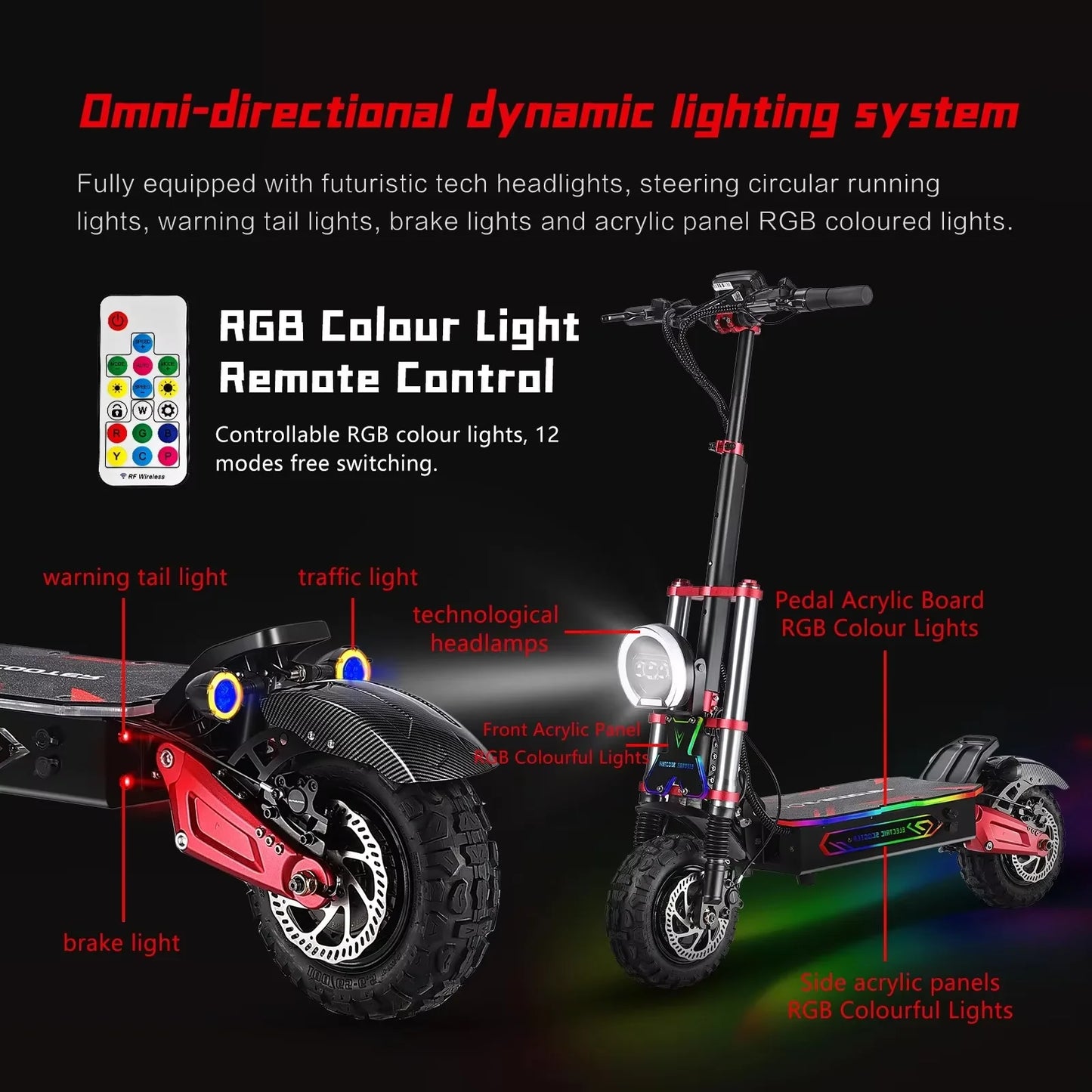 Boyueda S5 60V 2000W Off Road Electric Scooter 11 Inch Range 40 to 60km
