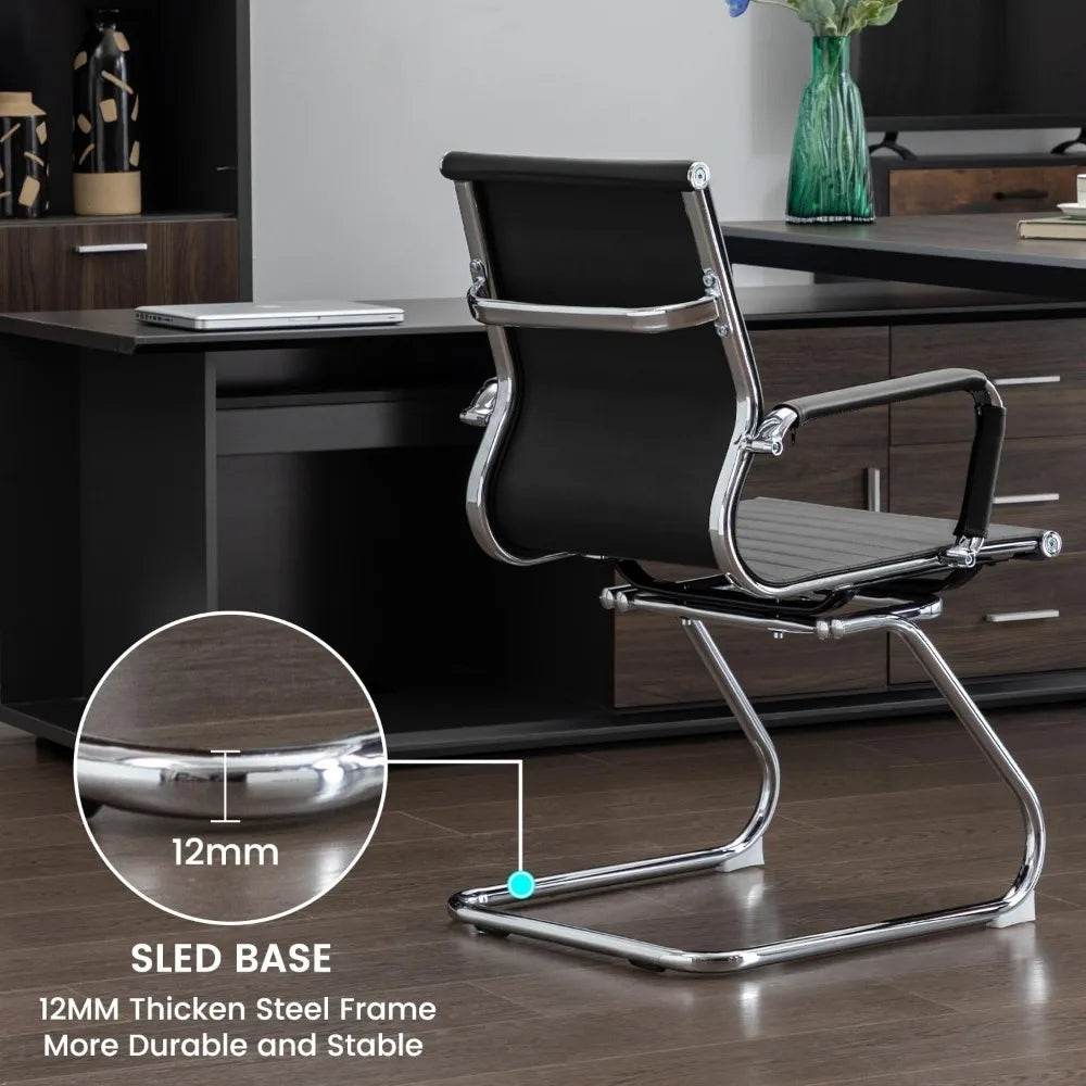 Modern Leather Office Chair Set Of 2 For Reception Rooms