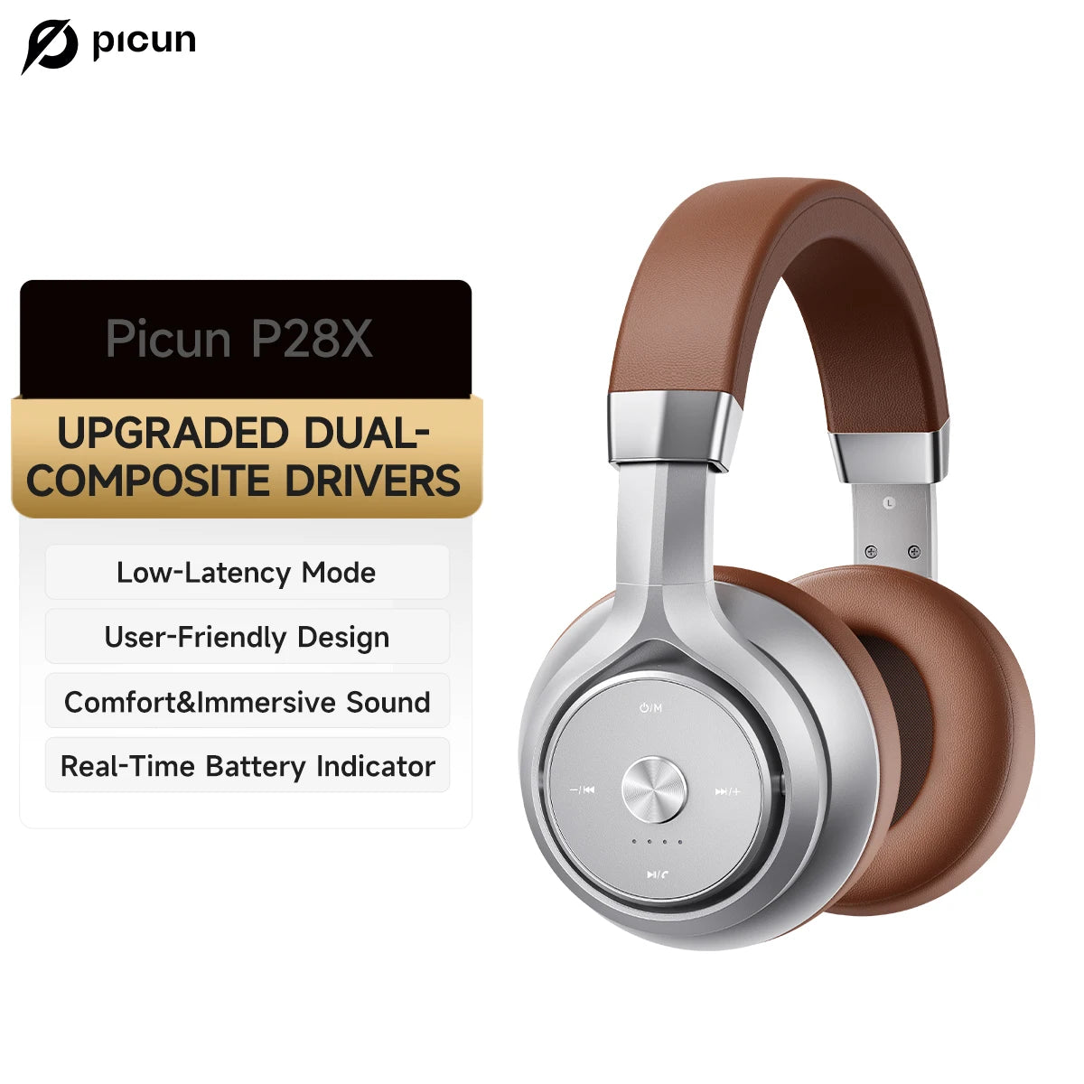 Picun P28X Wireless Headphones with Noise Reduction and Bass - Antland Marketplace