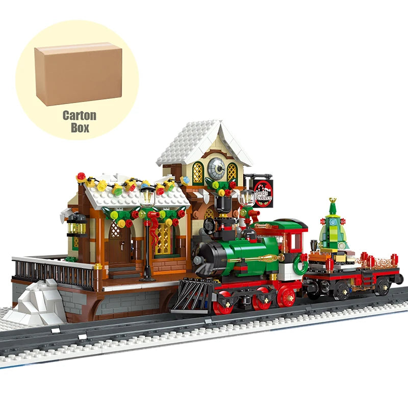 1362 Pieces Christmas Train Station Building Blocks Kit