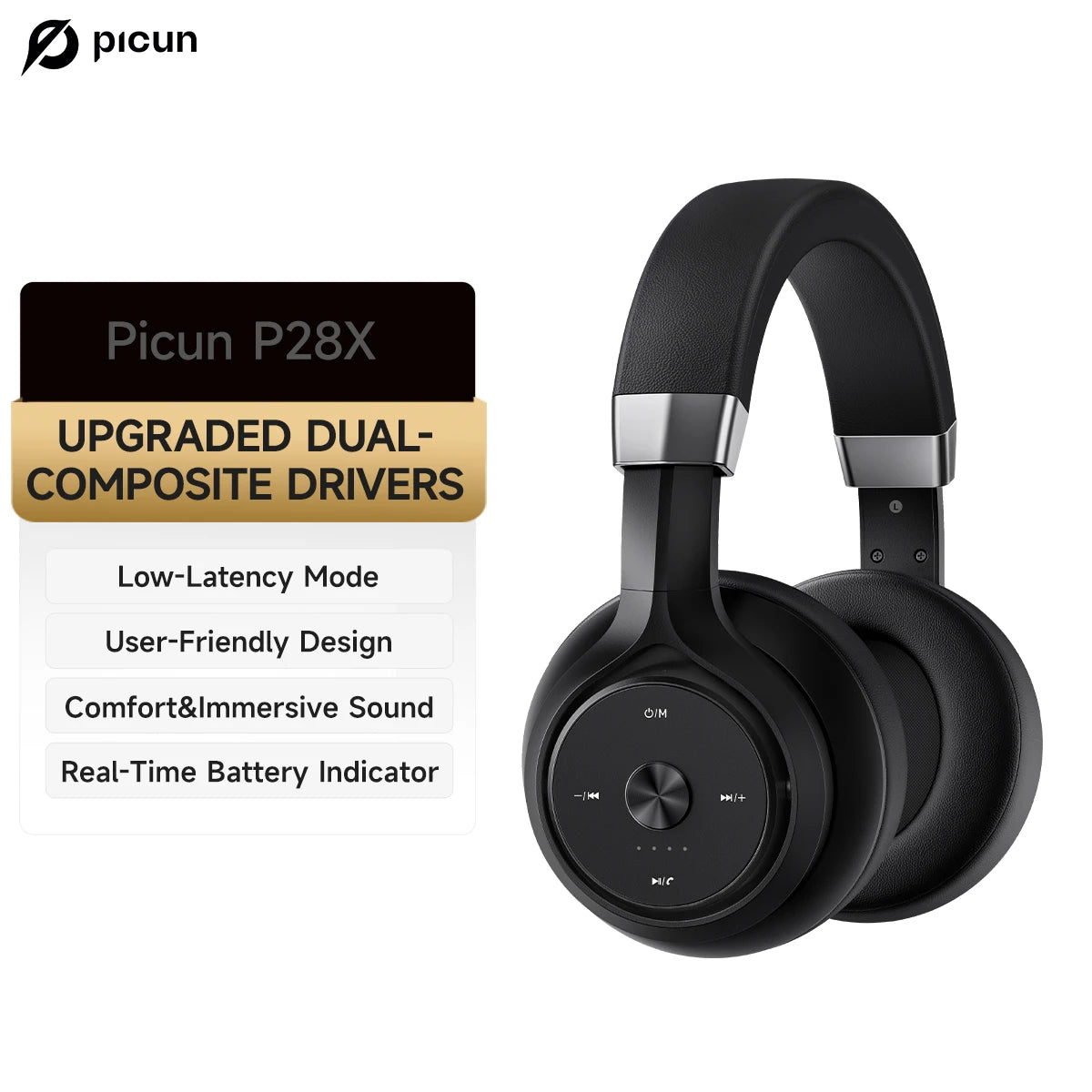 Picun P28X Wireless Headphones with Noise Reduction and Bass - Antland Marketplace
