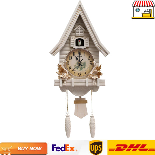 Antique White Cuckoo Wall Clock Creative Design Battery Operated - Antland Marketplace