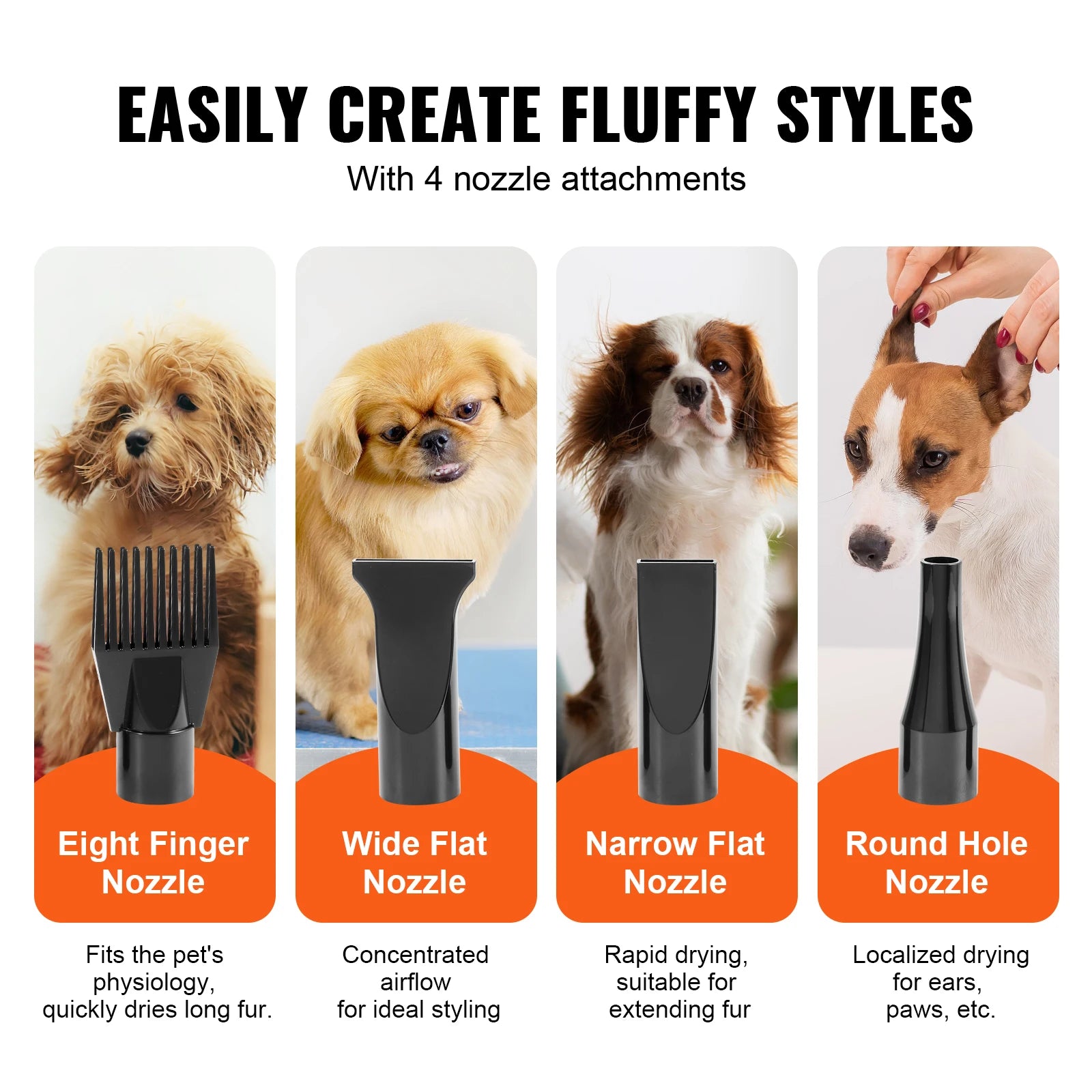 VEVOR 2000W Dog Blow Dryer with Adjustable Speed and Nozzles - Antland Marketplace