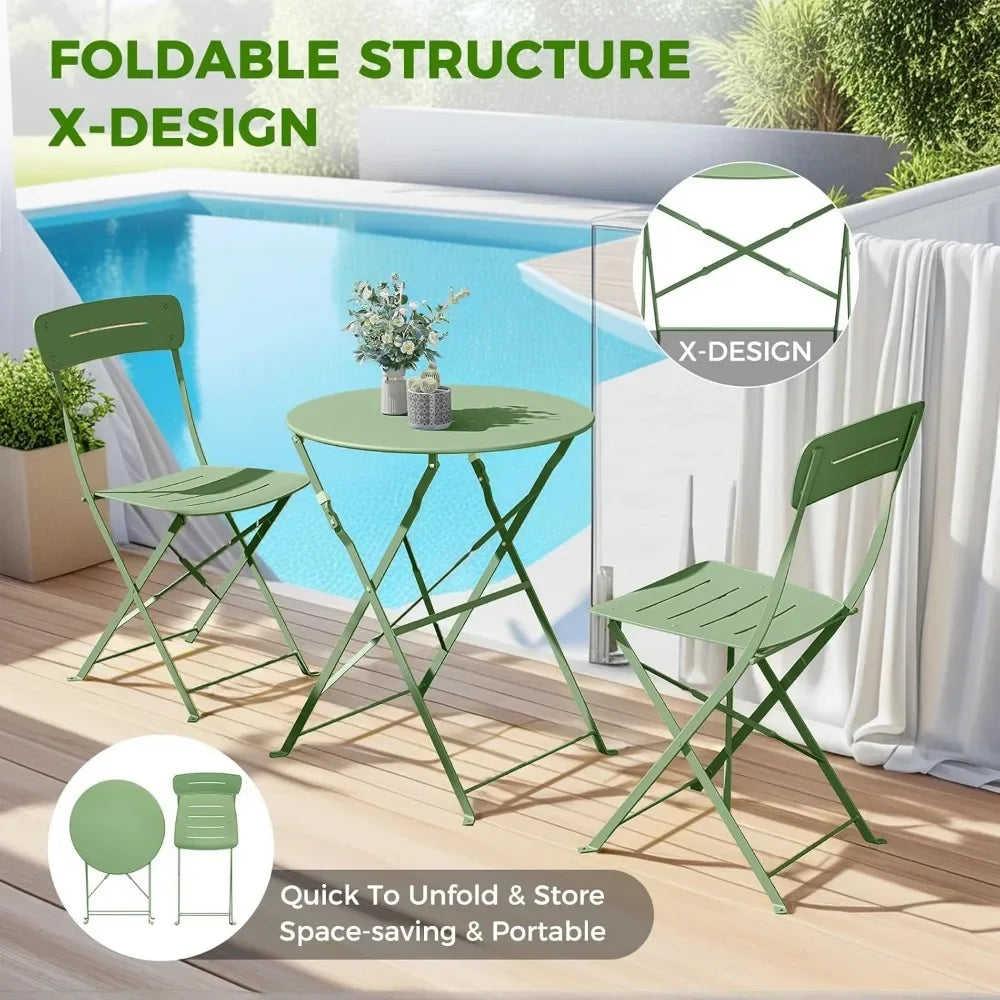 Premium Frame Patio Bistro Set Colorful Folding Furniture