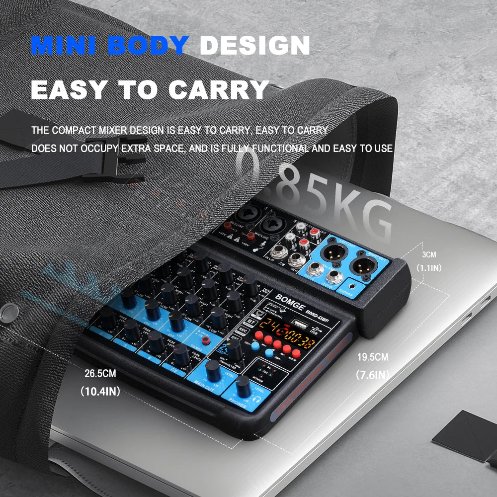 TAVOSOP 8 Channel Audio Mixer with Bluetooth and USB Recording