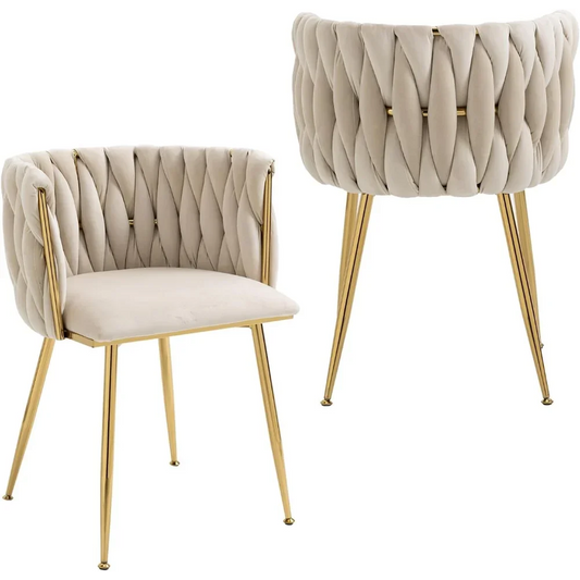 Velvet Dining Chairs Set Of 2 With Gold Metal Legs Modern