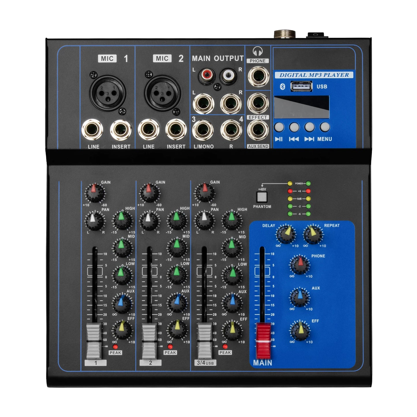 Depusheng FD4 Professional 4 Channel Audio Mixer Console
