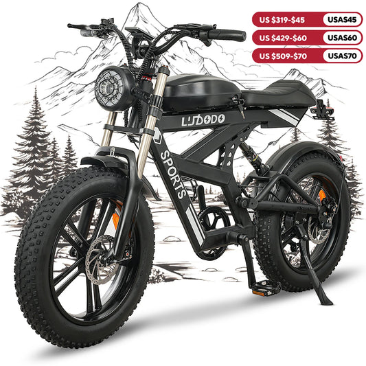 Adult Fat Tire Electric Bike 1500W Peak 35 MPH 48V 816Wh Battery