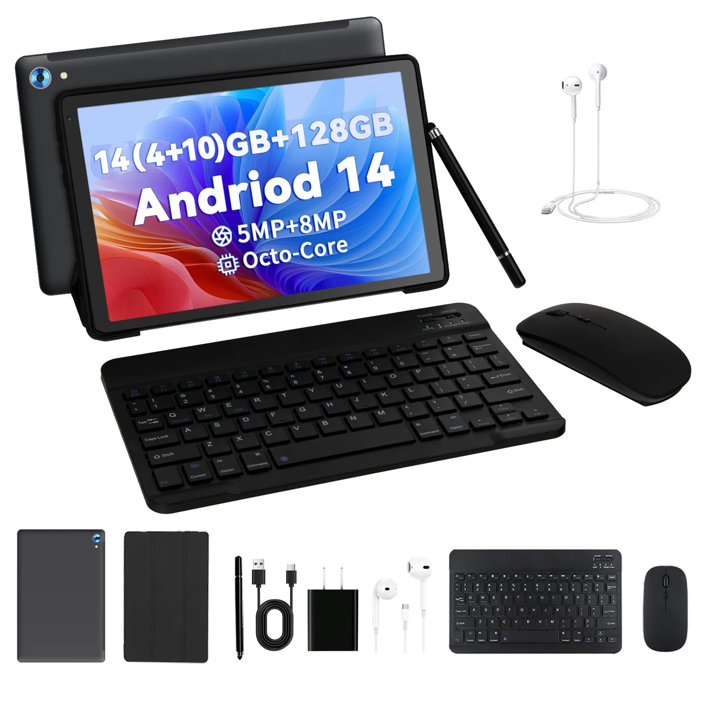 AEEZO C108 10.1 Inch Tablet 10GB RAM Android 14 Bundle