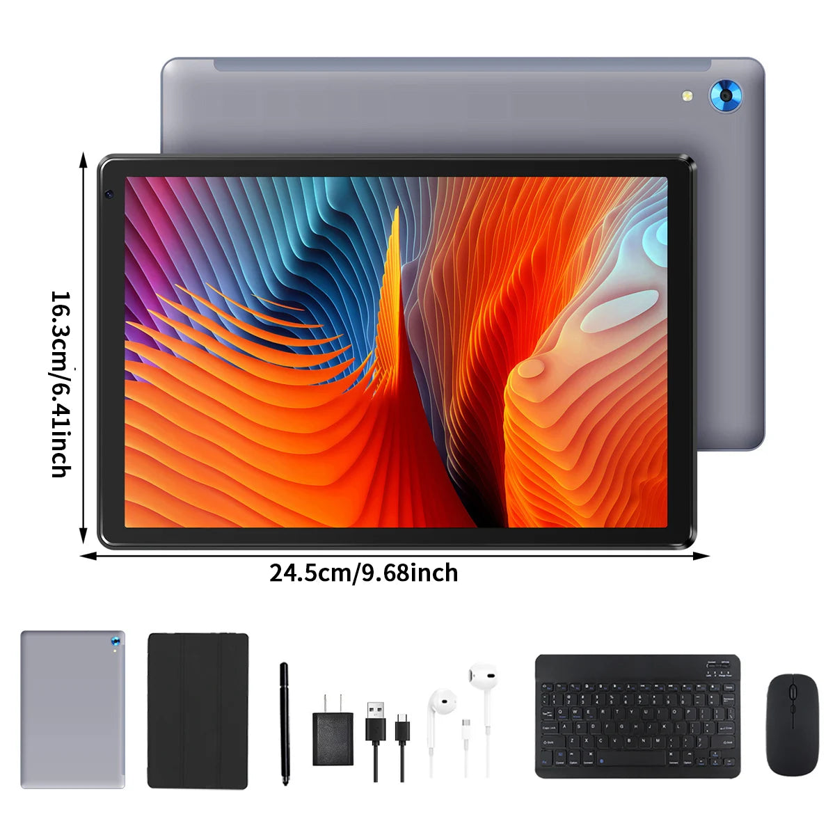 Humyig C108 10.1 Inch Android 14 Tablet with Accessories