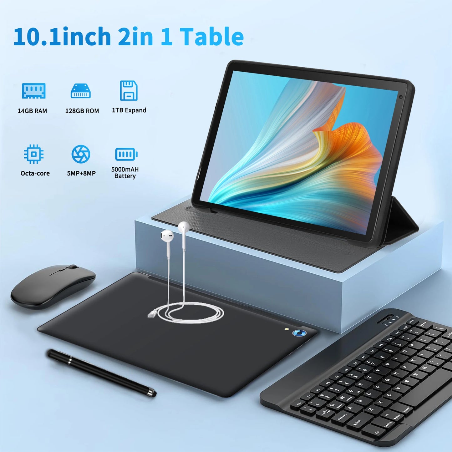 Humyig C108 10.1 Inch Android 14 Tablet with Accessories