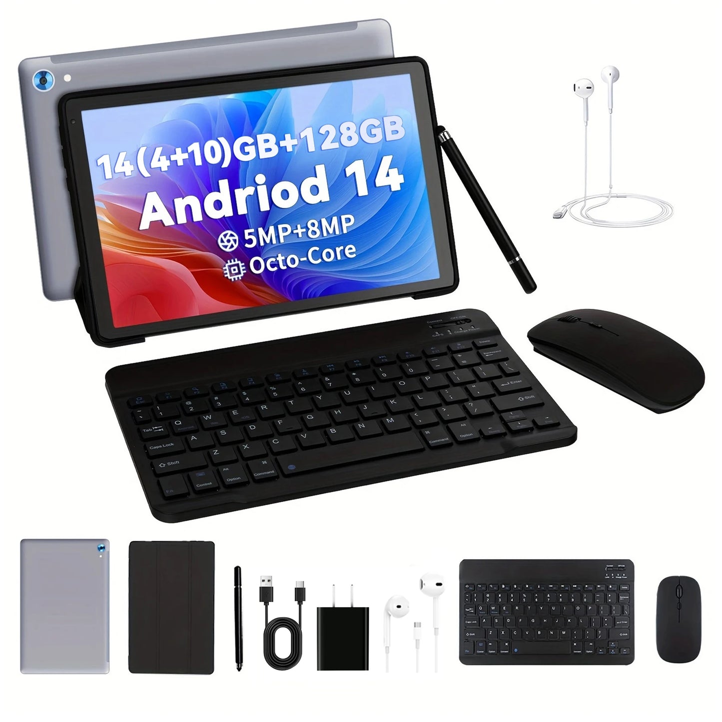 AEEZO C108 10.1 Inch Tablet 10GB RAM Android 14 Bundle