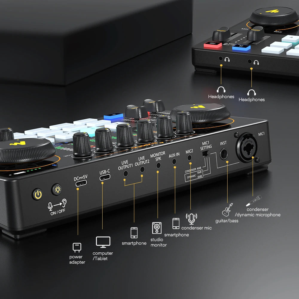 Maono AME2 Portable Audio Interface Mixer for Streaming