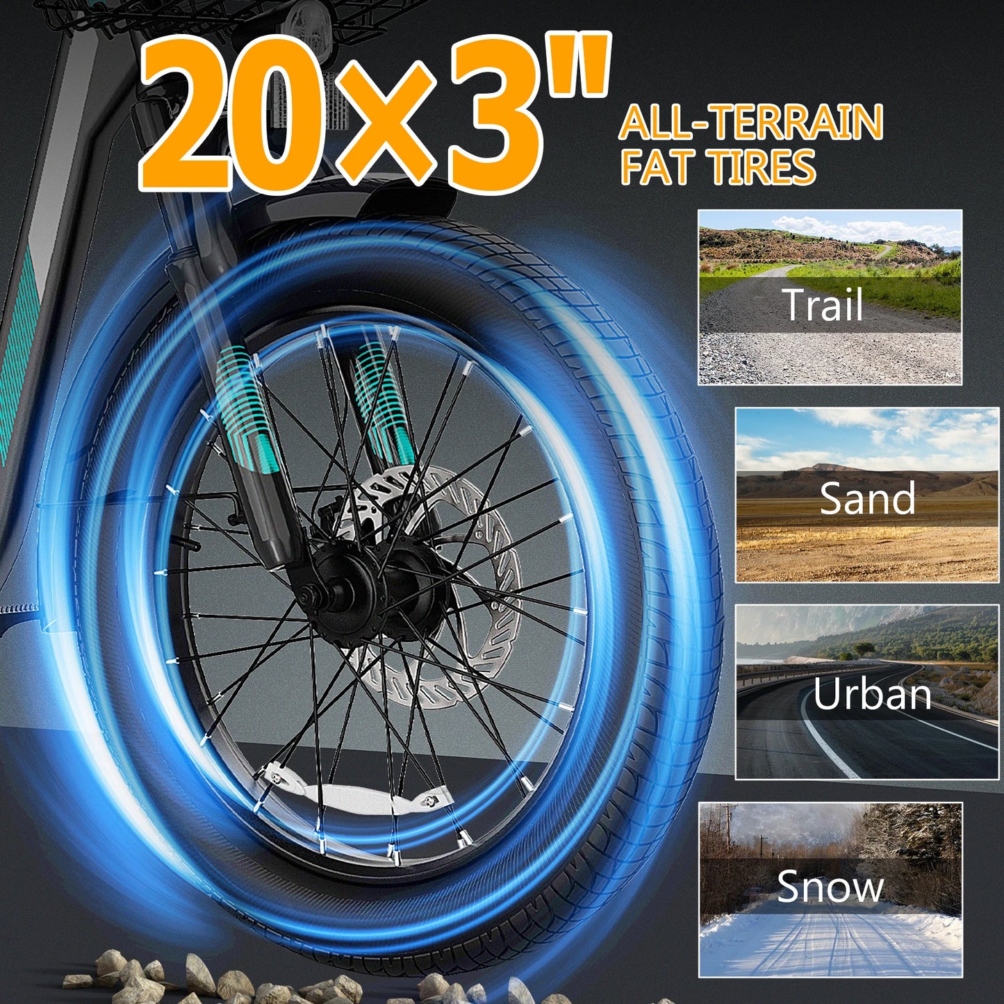 CAROMA Peak 819W Electric Scooter With Seat And Basket 20 MPH Fat Tires