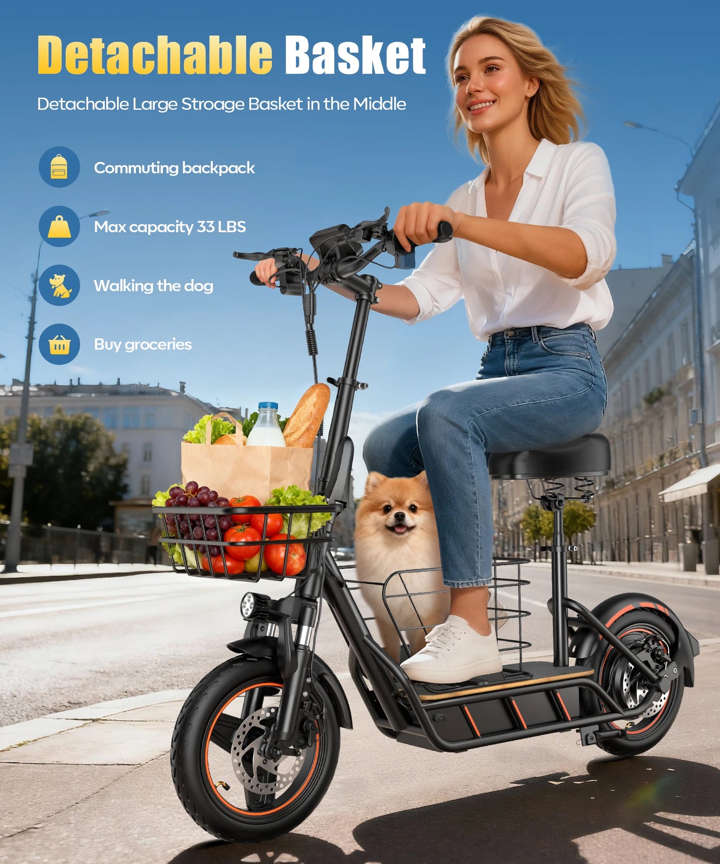 H14 900W Electric Scooter For Adults Foldable IPX5 22 MPH 22 Miles Range