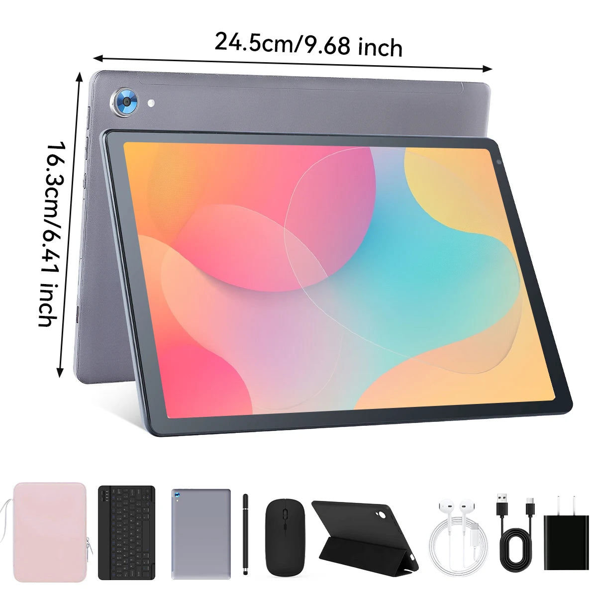 Humyig C108 10.1 Inch Android 14 Tablet with Accessories