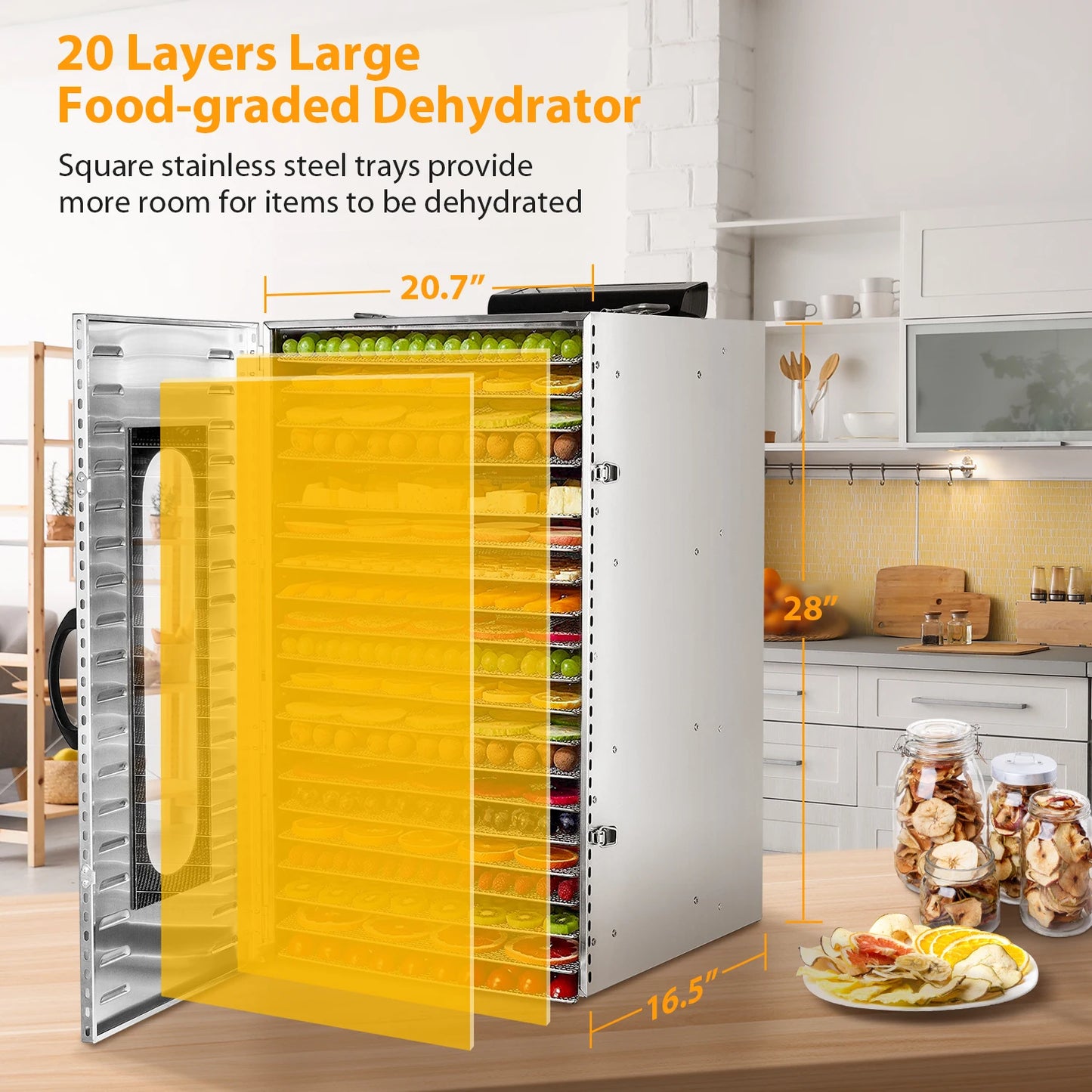Commercial Stainless Steel Food Dehydrator 20 Tray 110V