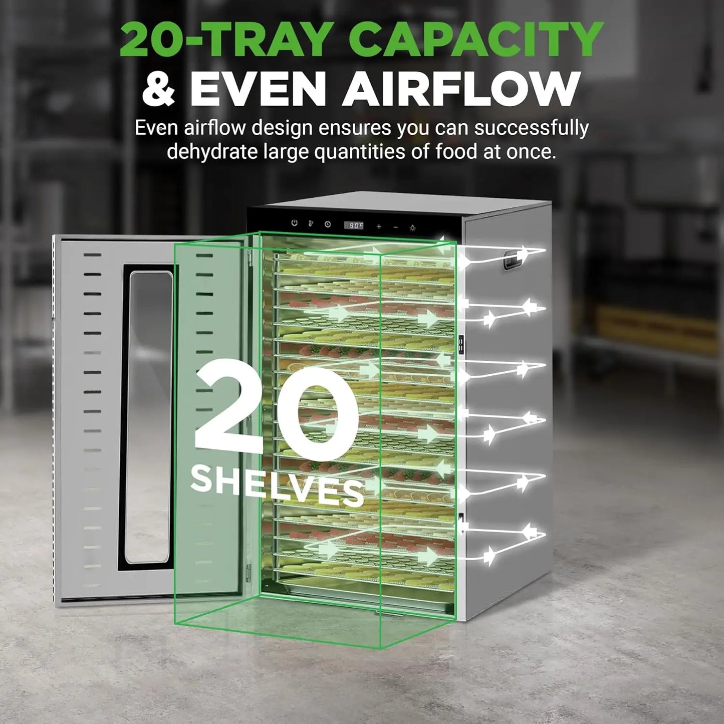 Commercial Stainless Steel Food Dehydrator 20 Tray 110V