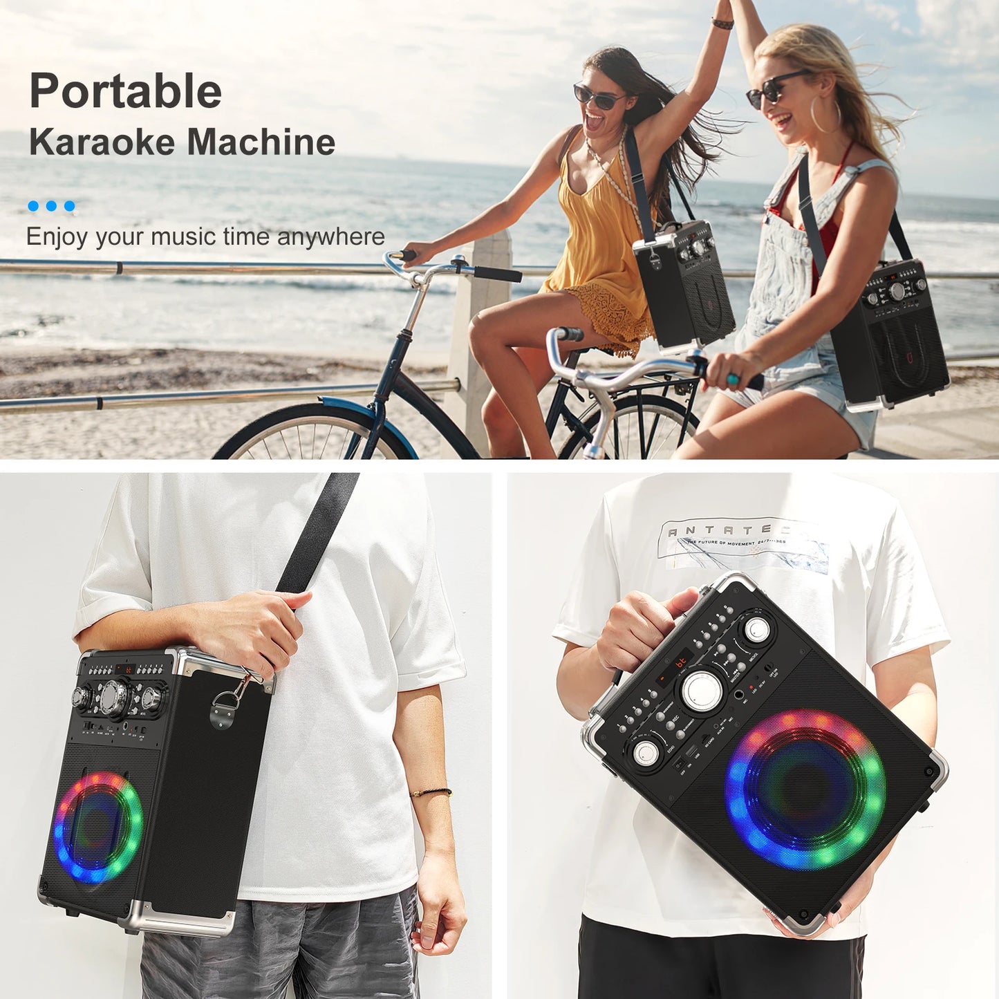FanFun Karaoke Machine with DJ Disco Ball and 3 Mics