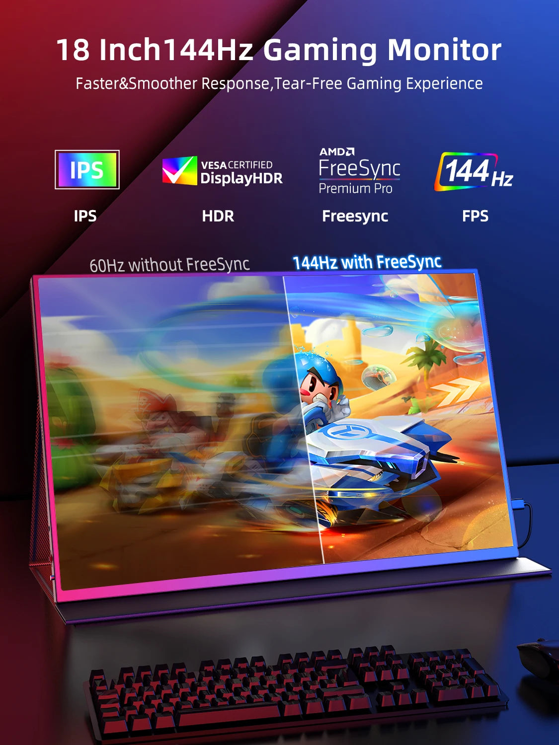 UPerfect UGame B118 2K HDR FreeSync Monitor 144Hz Gaming