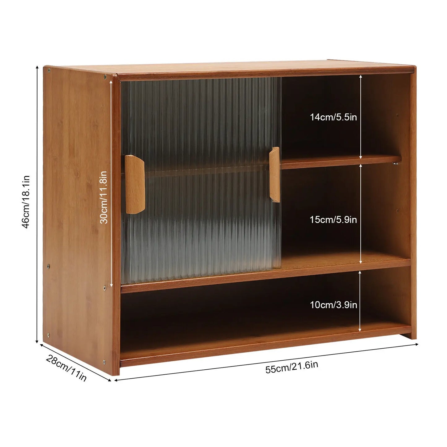 Bamboo Kitchen Pantry Sideboard Small Sliding Door Cabinet