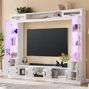 98 Inch TV Entertainment Center Wall Unit With LED Lights